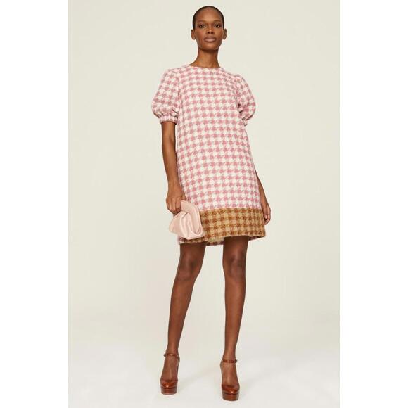 Toccin Pink Houndstooth Mini Dress Size 2